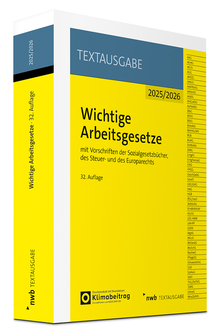 Cover  Wichtige Arbeitsgesetze  nwb SHOP!