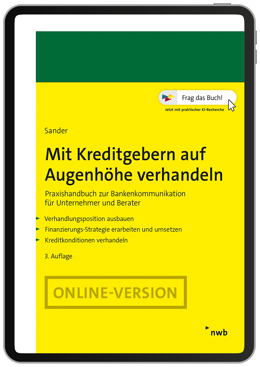 Buch Cover Mit Kreditgebern auf Augenhöhe verhandeln NWB Shop