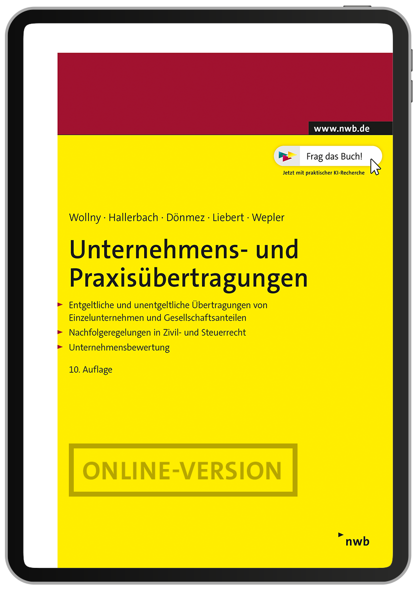 digitale version Unternehmens- und Praxisübertragungen COVER im NWB SHOP