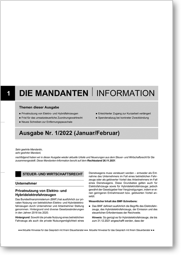 Mandanteninformation ohne Eindruck 6 x jährlich